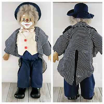 #ad 18quot; Porcelain Clown Doll with Cloth Fabric Body and Porcelain Feet $35.35