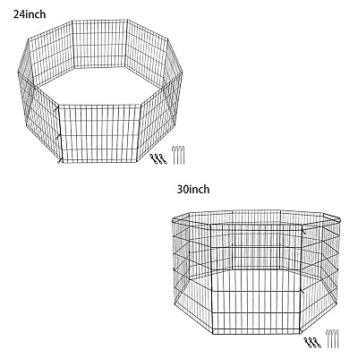 24quot; 30quot; 8 Panels Pet Playpen Metal Dog Fence Exercise Pen Cage Folding Kennel $32.58