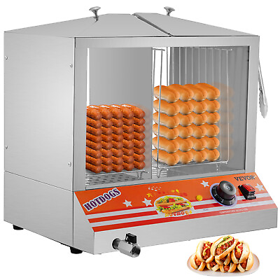 #ad VEVOR 500W Commercial Hot Dog Steamer Electric Bun Warmer Top 100 Hot Dog 48 Bun $188.69