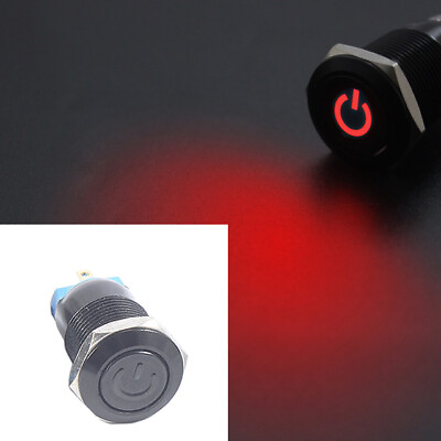#ad plastic Push Switch ID=12mm LED Illuminated Push ON Push OFF Waterproof RED $9.90