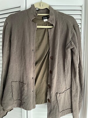 #ad Eileen Fisher Taupe Cotton Metallic Lined Jacket Size Small $14.00