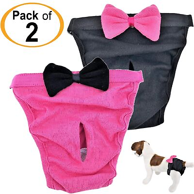 #ad PACK 2 Dog Diapers Female Cat Girl SMALL and LARGE Pets 100% Cotton Pink Black $19.99