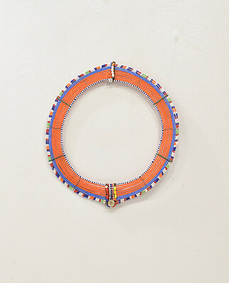 #ad African Masai Beaded Orange Collar Kenya $96.00