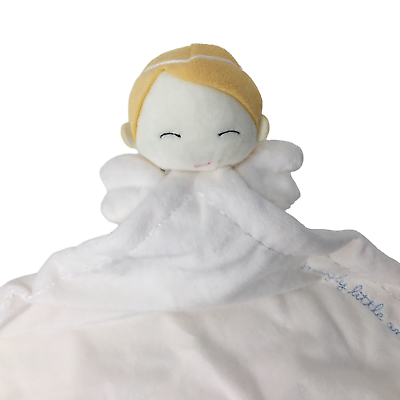 #ad Hallmark Snuggly Little Angel Lovey Security Blanket Wings Blonde Blue Writing $14.77