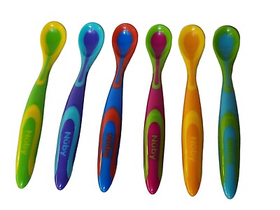 #ad Nuby Baby Toddler Spoons 6 Piece Soft Tip Coloful $12.99