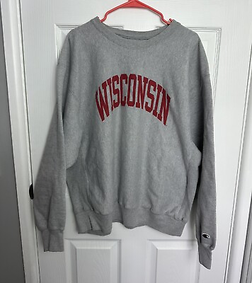 #ad Vintage Wisconsin Badgers Sweatshirt Premium Champion Reverse Weave Mens Sz XL $39.90