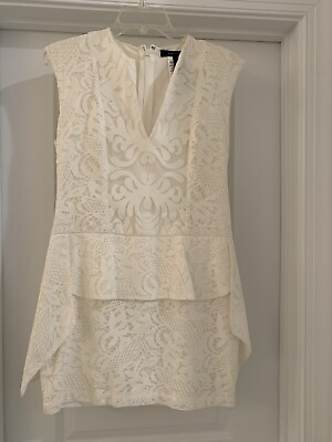 #ad BCBG MAX AZRIA Lace overlay Ivory Peplum Dress Size 4 NWOT $42.99