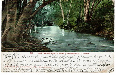 #ad Vtg 1907 River Forest San Franscisquito Standford University CA Postcard litho $5.99