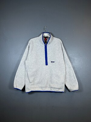 #ad Patagonia Fleece Mens size L Jacket Grey 1 4 Zip Synchilla Blue Trim $38.00