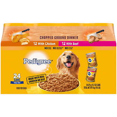 #ad Pedigree Chopped Ground Dinner Wet Dog Food Variety Pack 13.2 oz Cans 24 Pack $32.20