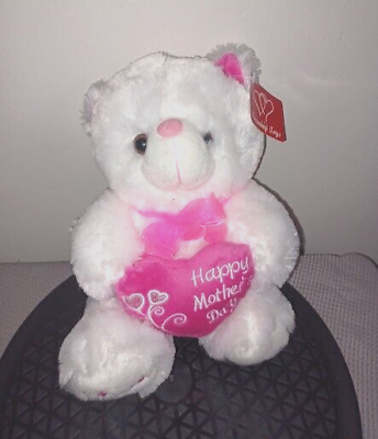 #ad Happy Mothers Day White Bear holding a heart Plush Charming Toys $38.99