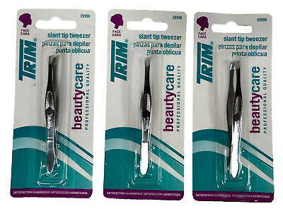 #ad Trim Slant Tip Tweezers Face Eyebrow Hair Remover Stainless Steel New 3 Pack $12.95