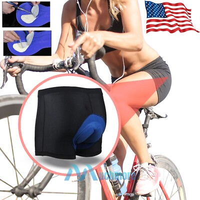 #ad Men Women Cycling Underwear Shorts Bicycle Bike Pant 100% Silicone Gel 3D Padded $8.99