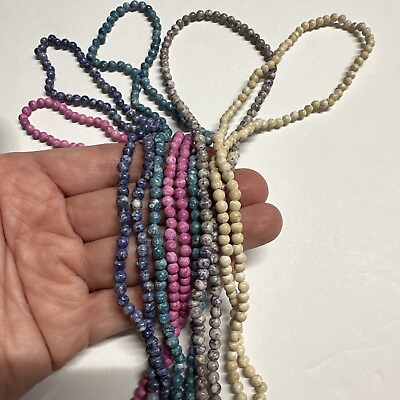 #ad Vintage Twist A Bead beaded Necklaces 5 Strand Multi Color Pink white blue Japan $16.00