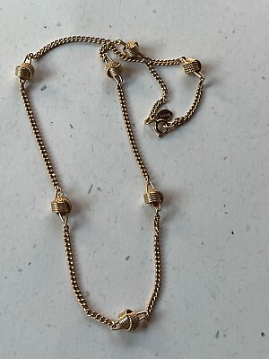 #ad Avon Signed Goldtone Chain w Small Knot Beads Necklace – chain is 16 inches long $12.31