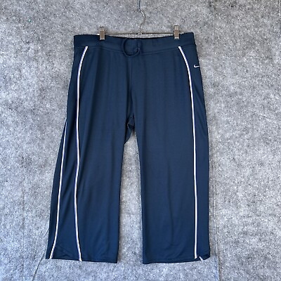 #ad Nike Capri Womens XL Blue Wide Leg Athletic Yoga Skimmer Stripe Y2K $11.99