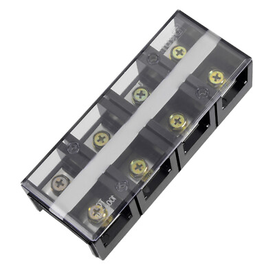 #ad Dual Rows 4 Positions 600V 100A Wire Barrier Block Terminal Strip Black $14.74