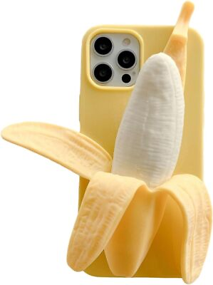 #ad Cute 3D Cartoon Phone Case Compatible Unique Funny Banana Soft Silicone Case $9.23