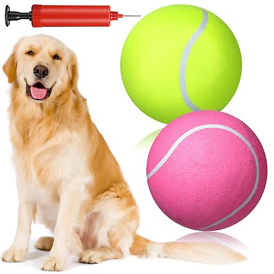 #ad 2 Pack Giant Tennis Ball for Dogs 9.5 Inch Inflatable Big Tennis Balls Large ... $32.77