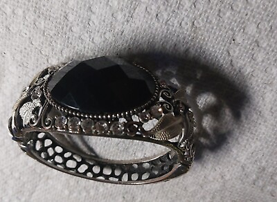 #ad Yuhong Designer Costume Jewelry BLACK Onyx amp; HEMATITE Stone Clamper Bracelet $89.89