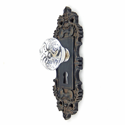 Metal Vintage Door Plate Wall Hook With Acrylic Knob Keyhole Decorative Handle $24.95