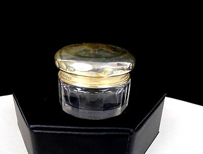 #ad BMC Birmingham Sterling Silver Lid Cut Crystal Antique 1 1 4quot; Dresser Jar 1920s $44.97