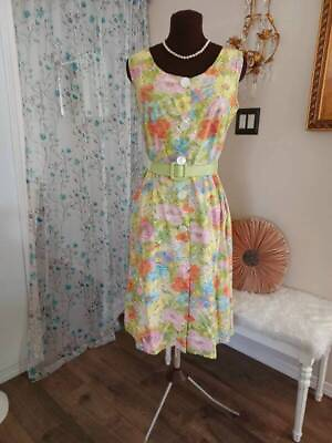 #ad 1960#x27;s Vintage House Dress Flowers Super Cute Sz S M $28.00