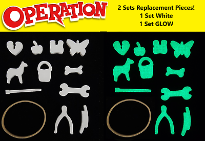 #ad 2 SETS Operation Game Replacement Pieces 1 Set WHITE 1 Set GLOW IN THE DARK $4.99