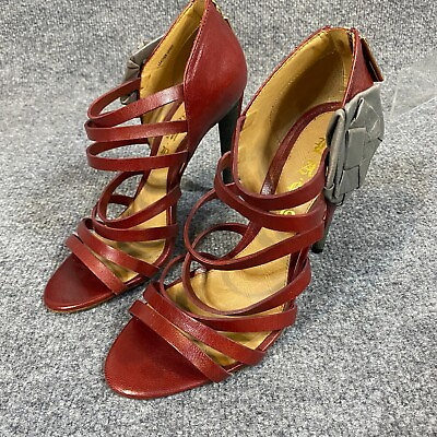 #ad Lamb Womens Pumps 8M Red Stiletto Heels Leather Peep Toe $69.90