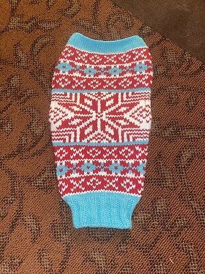Chilly Dog Christmas Holiday Hand Knitted Dog Sweater 100 % Wool for S M Dog $10.99