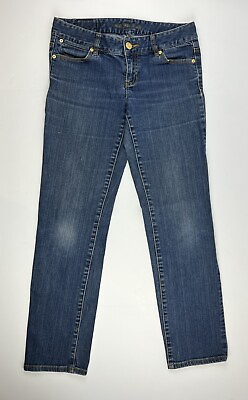 #ad Michael Kors Jeans Womens Mid Rise Straight Leg Gold Metal Label Rivets Size 8 $16.95