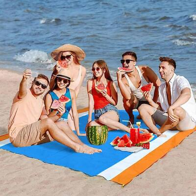#ad Large Beach Blanket Beach Mat Works with Beach Canopies Umbrellas Kids Tents $14.56