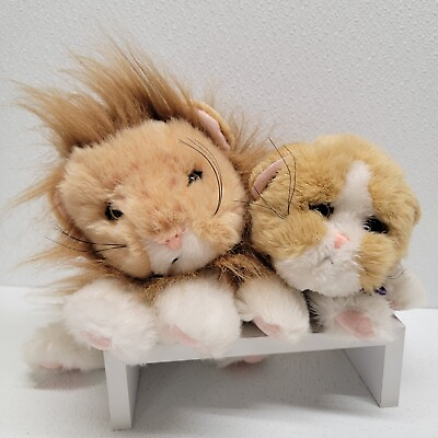 #ad Vintage Tyco Kitty Kitty Jungle Lion And Baby Kitten Purring Plush Set Of 2 $124.90
