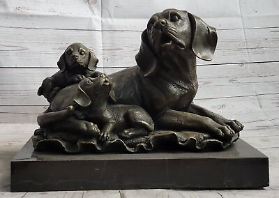 Labrador Retriever Dog Puppies Ornament Lost Wax Method 100% Real Bronze Figure $599.00