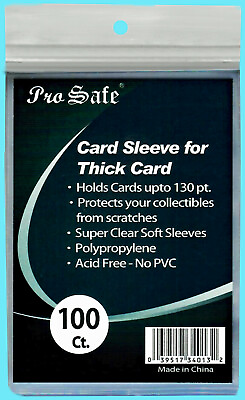#ad 100 PRO SAFE THICK 130pt Soft CARD SLEEVES Pack Jersey Relic Patch Ultra Clear $4.49