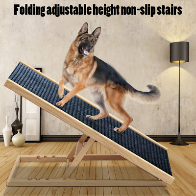 #ad LOEFME Large Wooden Pet Ramp Foldable Dog Stairs for Small Large Old Dogs Cats $47.89