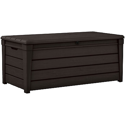 #ad Keter Brightwood 120gal Weatherproof Resin Patio Deck Storage Box Bench Brown $141.90