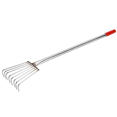 #ad 8 Teeth Claw Rake 22.05 inch Stainless Steel Rake with Rubber Handle Silver Tone AU $62.78
