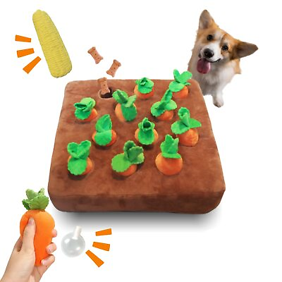 #ad 12 Squeaky Carrots Enrichment Dog Puzzle Toys Hide and Seek Carrot Farm Dog T... $32.42