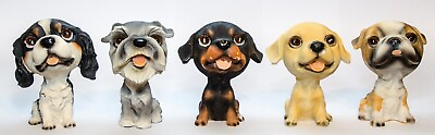 Set fo 5 Big Eye Mix Dog Puppies Figurine Composite Material $14.97