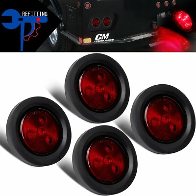 #ad 4x Red For Truck Trailer 2.5 inch Round 4LED Side Marker Clearance turn Light $17.93