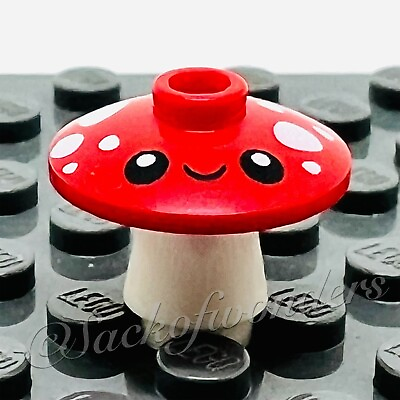 #ad Lego New Red Mushroom w Face Dish 2x2 White Cone Series 22 Forest Elf City Farm $1.95