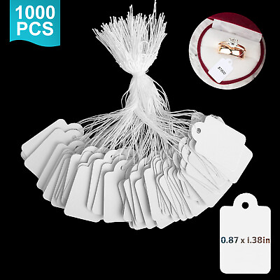 #ad 1000pcs White Sale Price Garment Tags Hang String Cloth Jewelry Label for Retail $15.98
