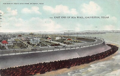 #ad East End of Sea Wall Galveston Texas Early Postcard Unused $12.00