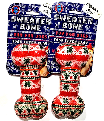 #ad 2 Seeater Bones Toy For Dogs Toss Fetch Play Holiday Seasonal Gift $33.99