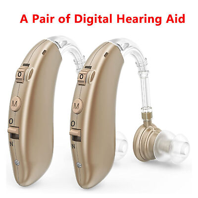 #ad 1 Pair Digital Hearing Aid Severe Loss Rechargeable Invisible BTE Ear Aids $29.44