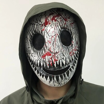 #ad Horror White Smile Mask Halloween Costume Prop Blood Splatter Creepy Small $17.99