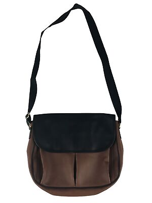 #ad Alba Womens Brown Black Leather Adjustable Strap Classic Crossbody Handbag $23.99