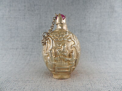 #ad Antique Chinese Hand Made Nice Figure Tibetan Silver Snuff Bottle A $26.96