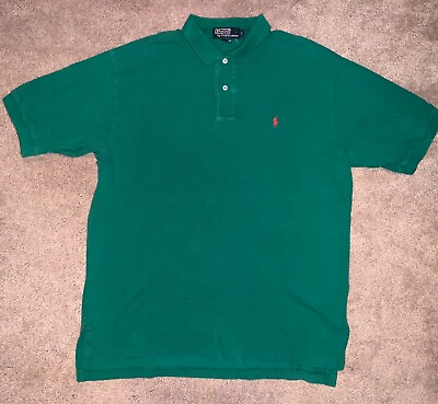 #ad RALPH LAUREN MENS GREEN S S POLO SHIRT SIZE L EXCELLENT COND LD3 NAME ON COLLAR $14.39